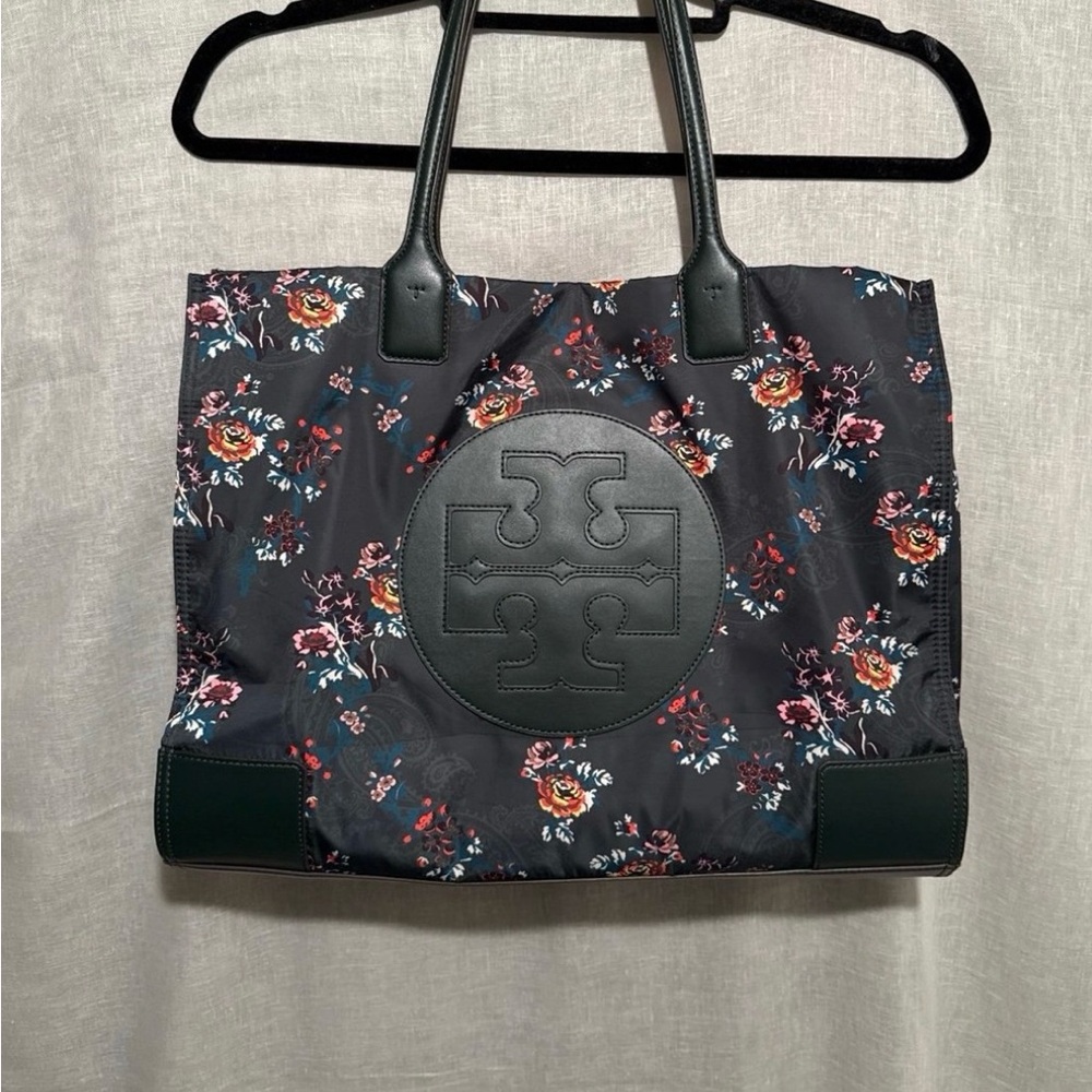 Tory Burch Ella Green Pasley Floral Tote